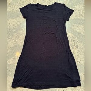 medium Blue and Green Stripe Tee Shirt Dress